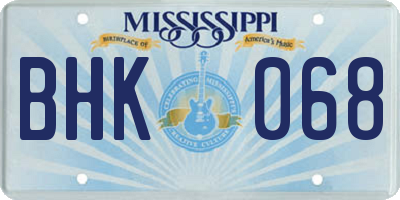 MS license plate BHK068