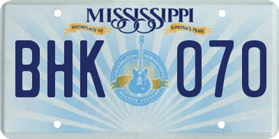 MS license plate BHK070
