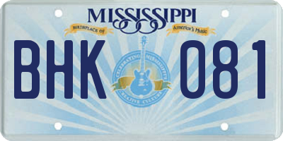 MS license plate BHK081