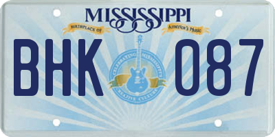 MS license plate BHK087