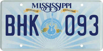MS license plate BHK093