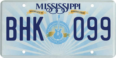 MS license plate BHK099