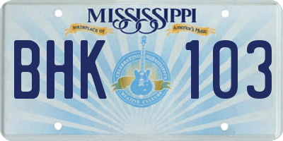 MS license plate BHK103