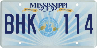 MS license plate BHK114