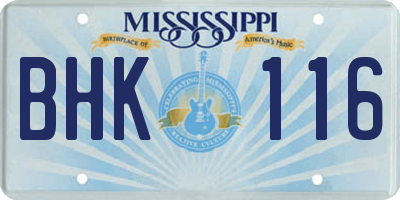 MS license plate BHK116