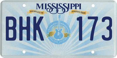 MS license plate BHK173