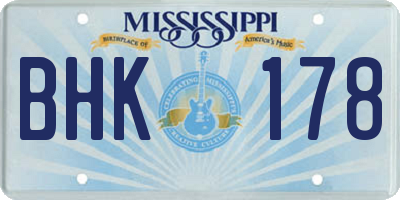MS license plate BHK178
