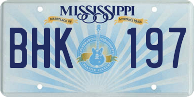 MS license plate BHK197