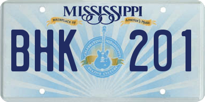 MS license plate BHK201