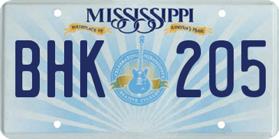 MS license plate BHK205