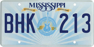 MS license plate BHK213
