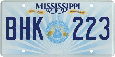 MS license plate BHK223