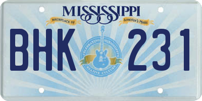 MS license plate BHK231