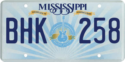 MS license plate BHK258