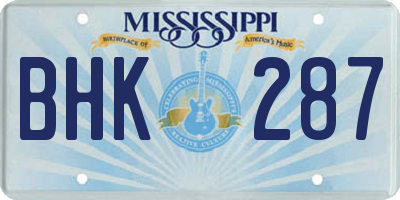 MS license plate BHK287
