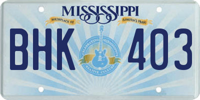 MS license plate BHK403