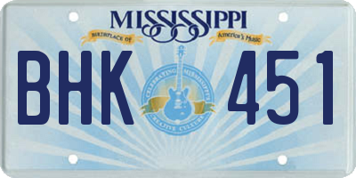 MS license plate BHK451