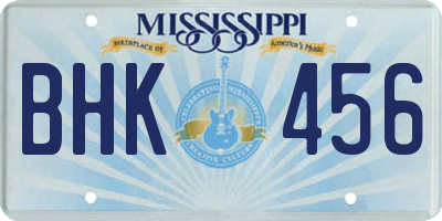 MS license plate BHK456