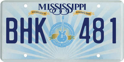 MS license plate BHK481