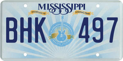MS license plate BHK497