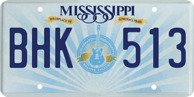 MS license plate BHK513