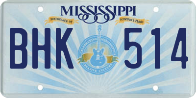 MS license plate BHK514