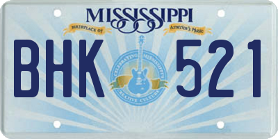 MS license plate BHK521