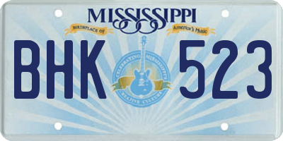 MS license plate BHK523