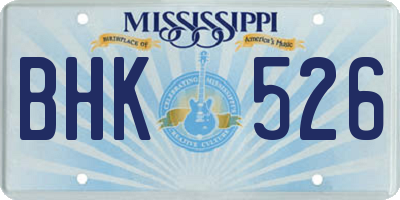 MS license plate BHK526