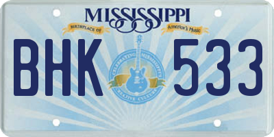 MS license plate BHK533
