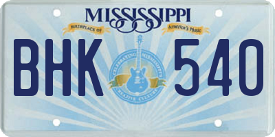 MS license plate BHK540