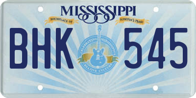 MS license plate BHK545