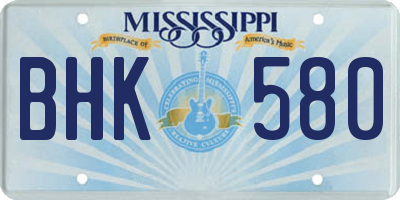 MS license plate BHK580