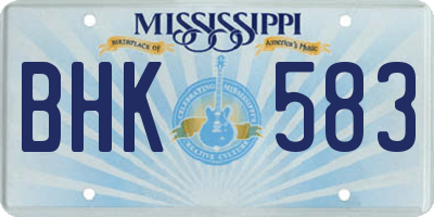 MS license plate BHK583