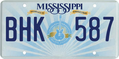 MS license plate BHK587