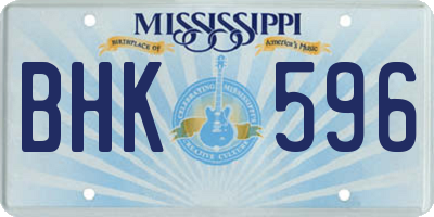 MS license plate BHK596