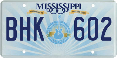 MS license plate BHK602