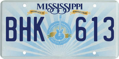 MS license plate BHK613