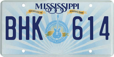 MS license plate BHK614