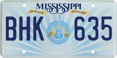 MS license plate BHK635