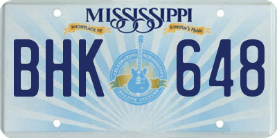 MS license plate BHK648