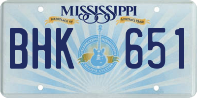 MS license plate BHK651