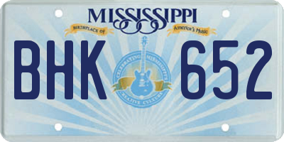 MS license plate BHK652
