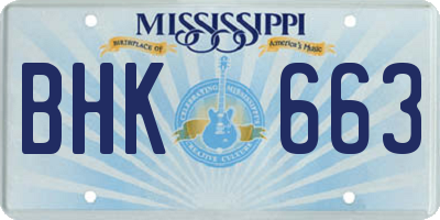 MS license plate BHK663
