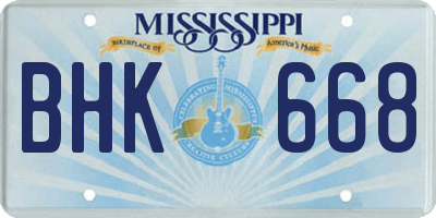 MS license plate BHK668