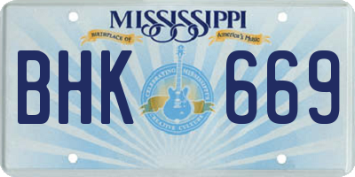 MS license plate BHK669