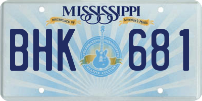MS license plate BHK681