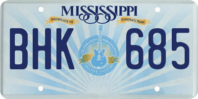 MS license plate BHK685