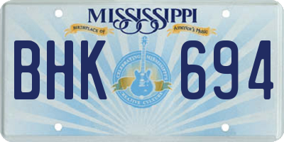 MS license plate BHK694