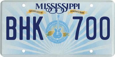 MS license plate BHK700